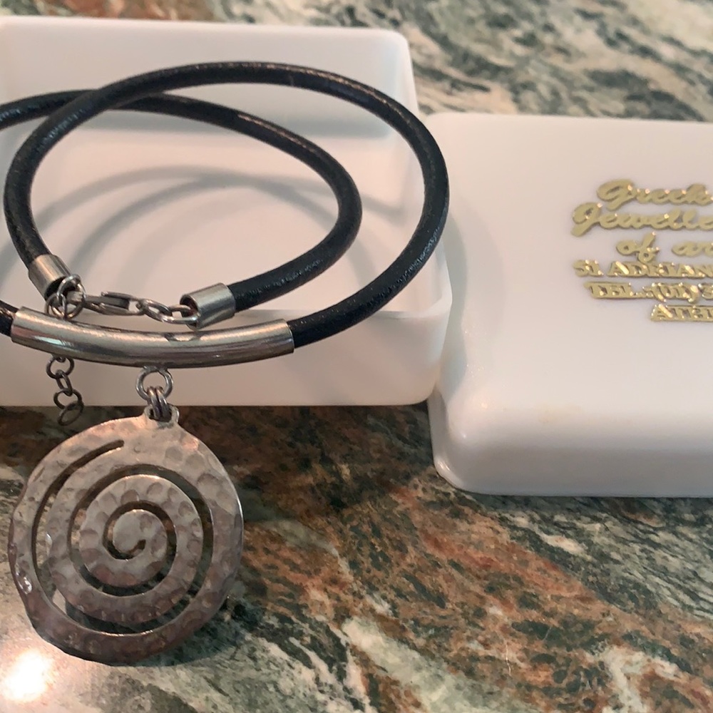 Silver and black necklace